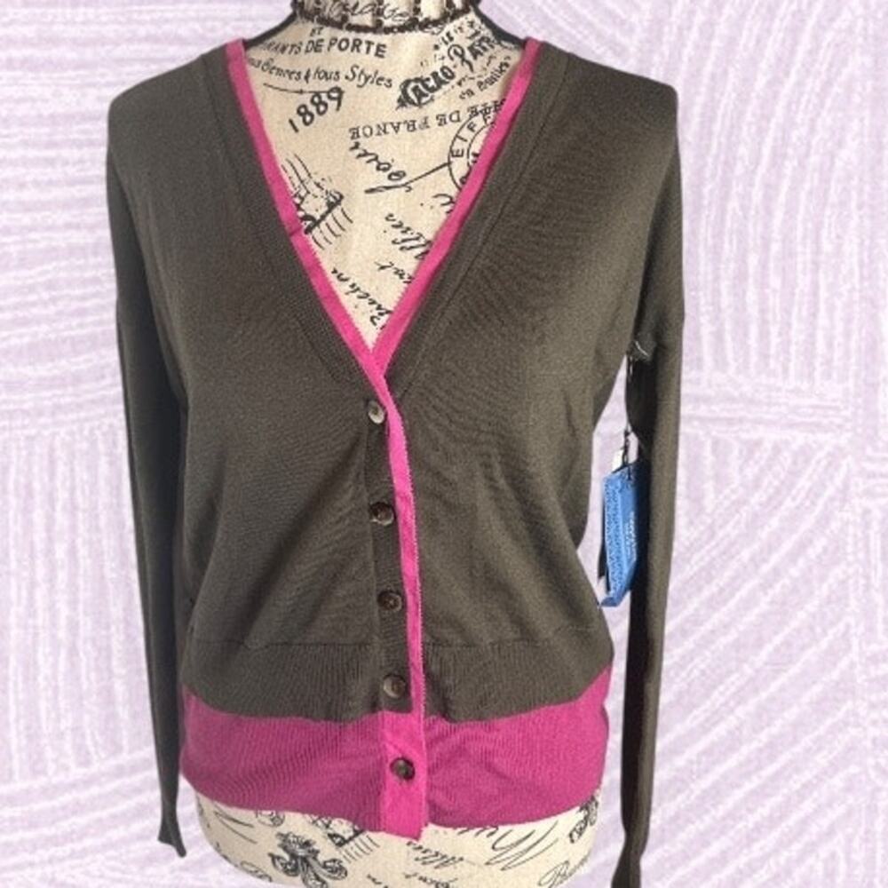 Simply Vera Wang Size Small Pink Lace Cardigan  Mother of Pearl Buttons  Y2K